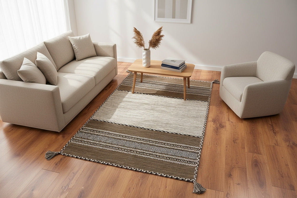Iskandinav Kilim 01 Fildisi – 120X180 by Camel Carpet