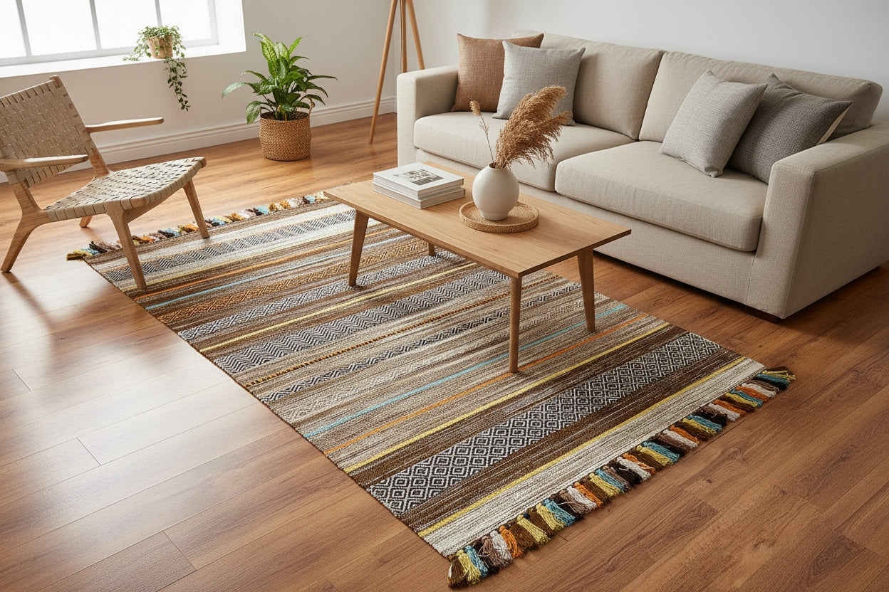 Iskandinav Kilim 02 Fildisi – 120X180 by Camel Carpet