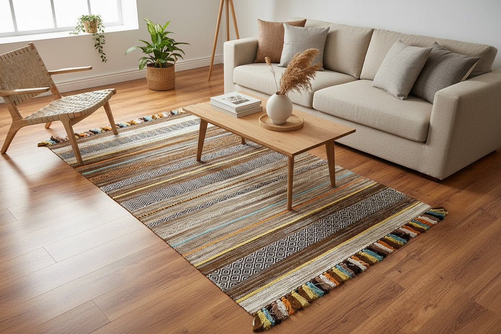 Iskandinav Kilim 02 Fildisi – 120X180 by Camel Carpet