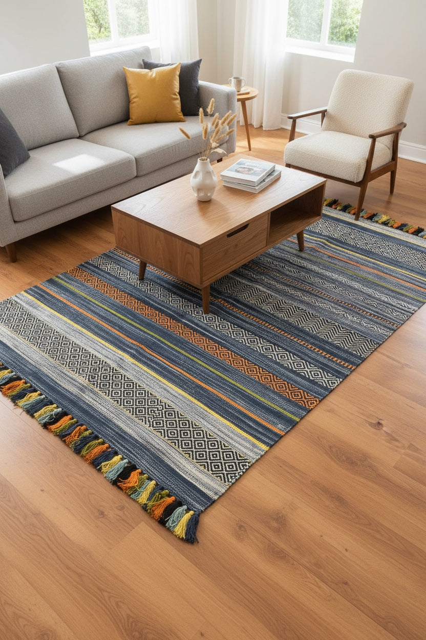 Iskandinav Kilim 02 Acik Blue – 120X180 by Camel Carpet