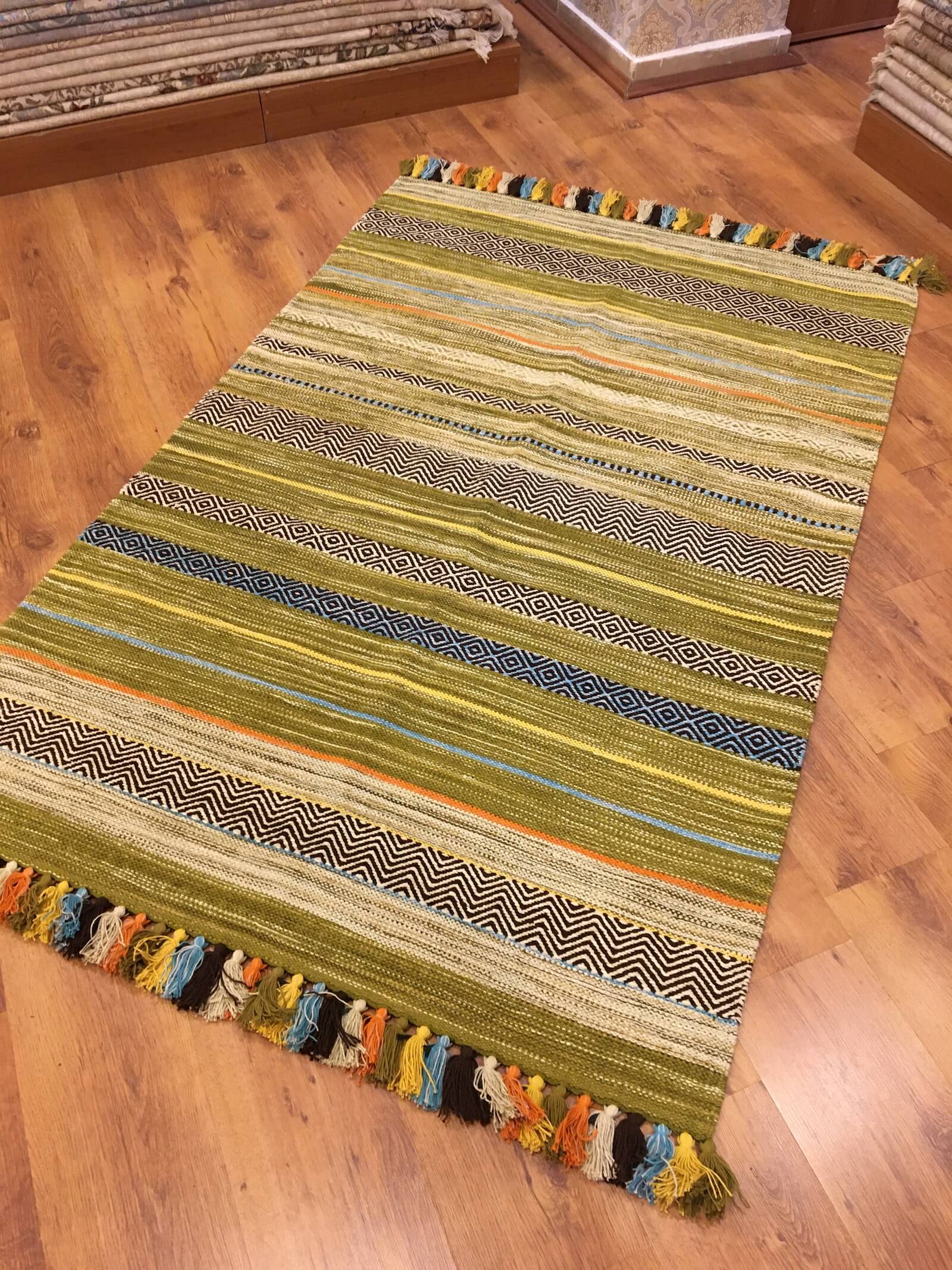 Iskandinav Kilim 02 Green – 120X180 by Camel Carpet