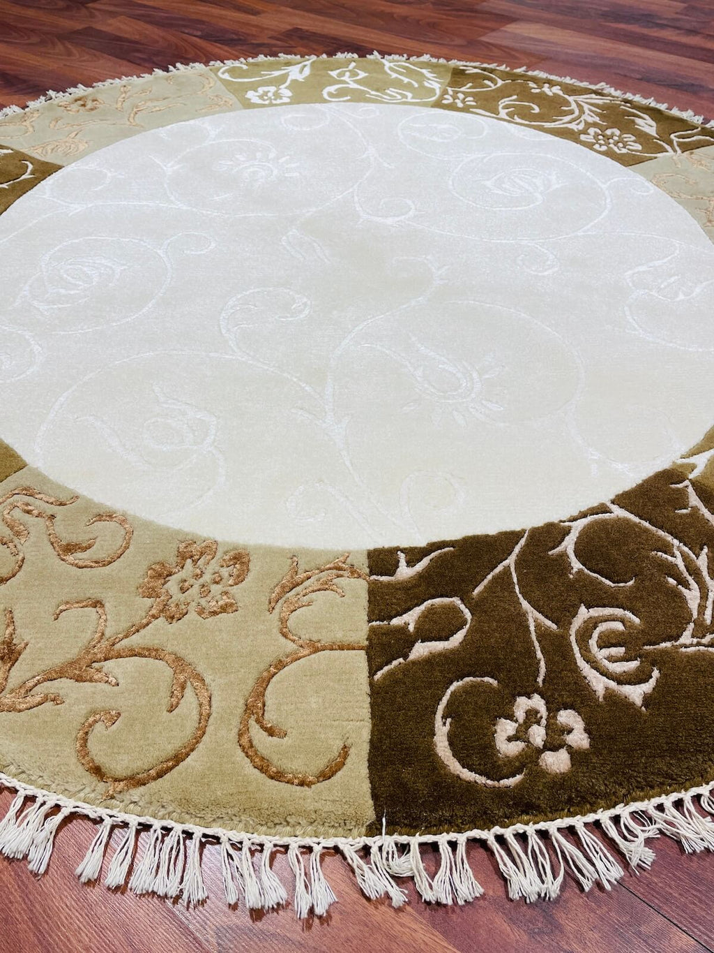 Kaftan Series Nepal Handwoven Round Rug by Camel Carpet