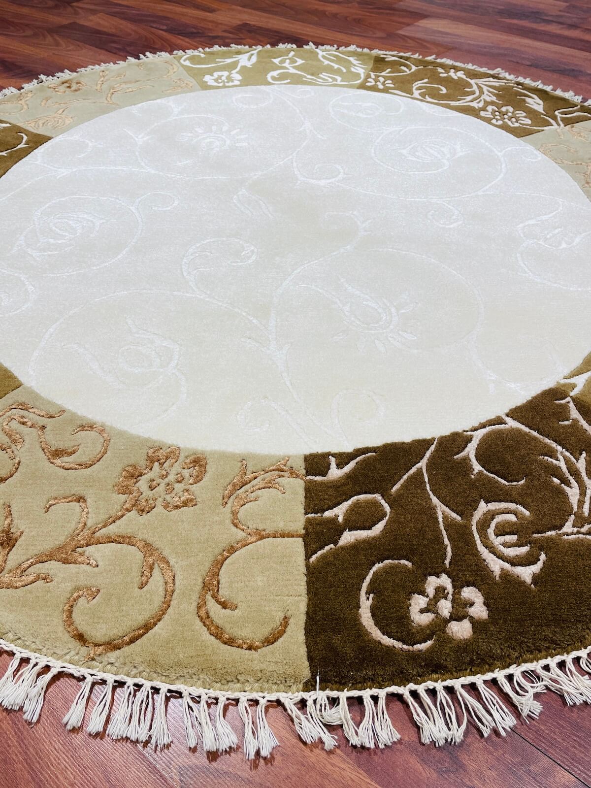 Kaftan Series Nepal Handwoven Round Rug by Camel Carpet
