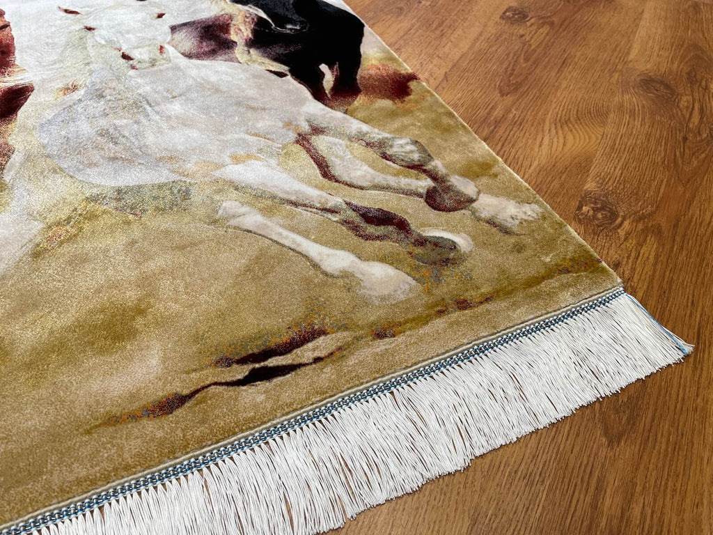Kosan At Patterned Tablo Bamboo Rug by Camel Carpet