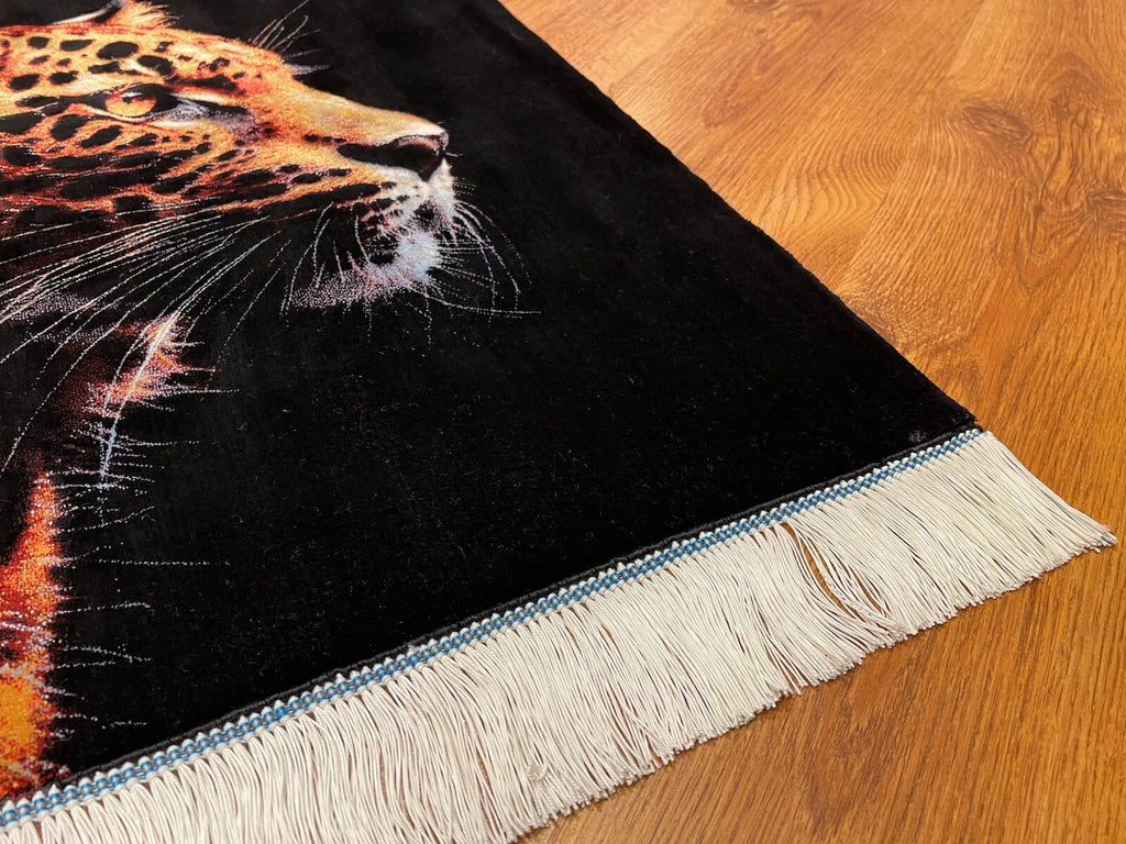 Leopar Patterned Tablo Bamboo Rug by Camel Carpet