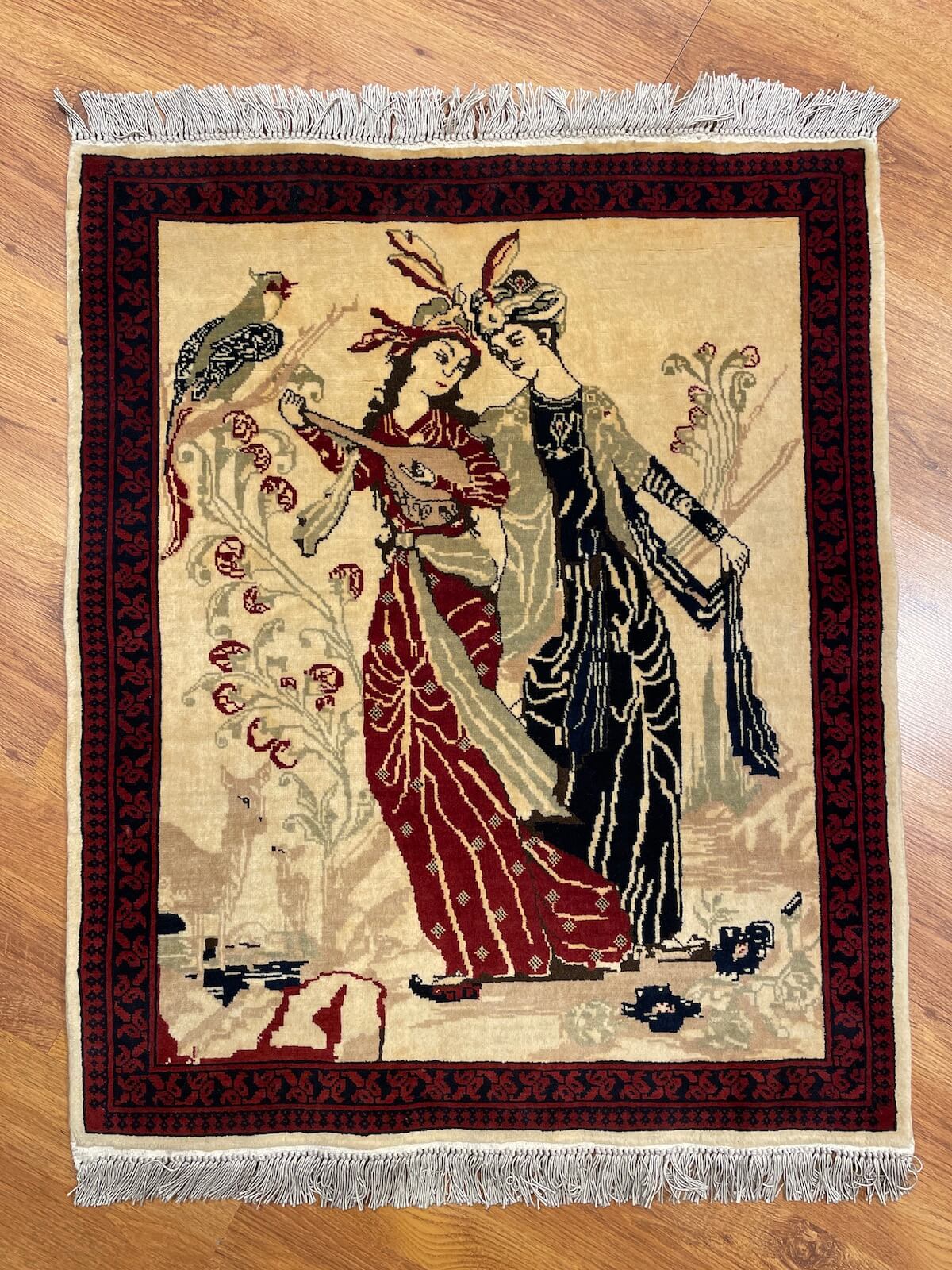 Leyla Mecnun Tablo Handwoven Rug – 73X88 by Camel Carpet