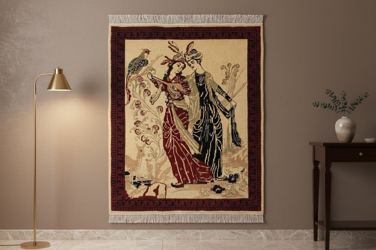 Leyla Mecnun Tablo Handwoven Rug – 73X88 by Camel Carpet
