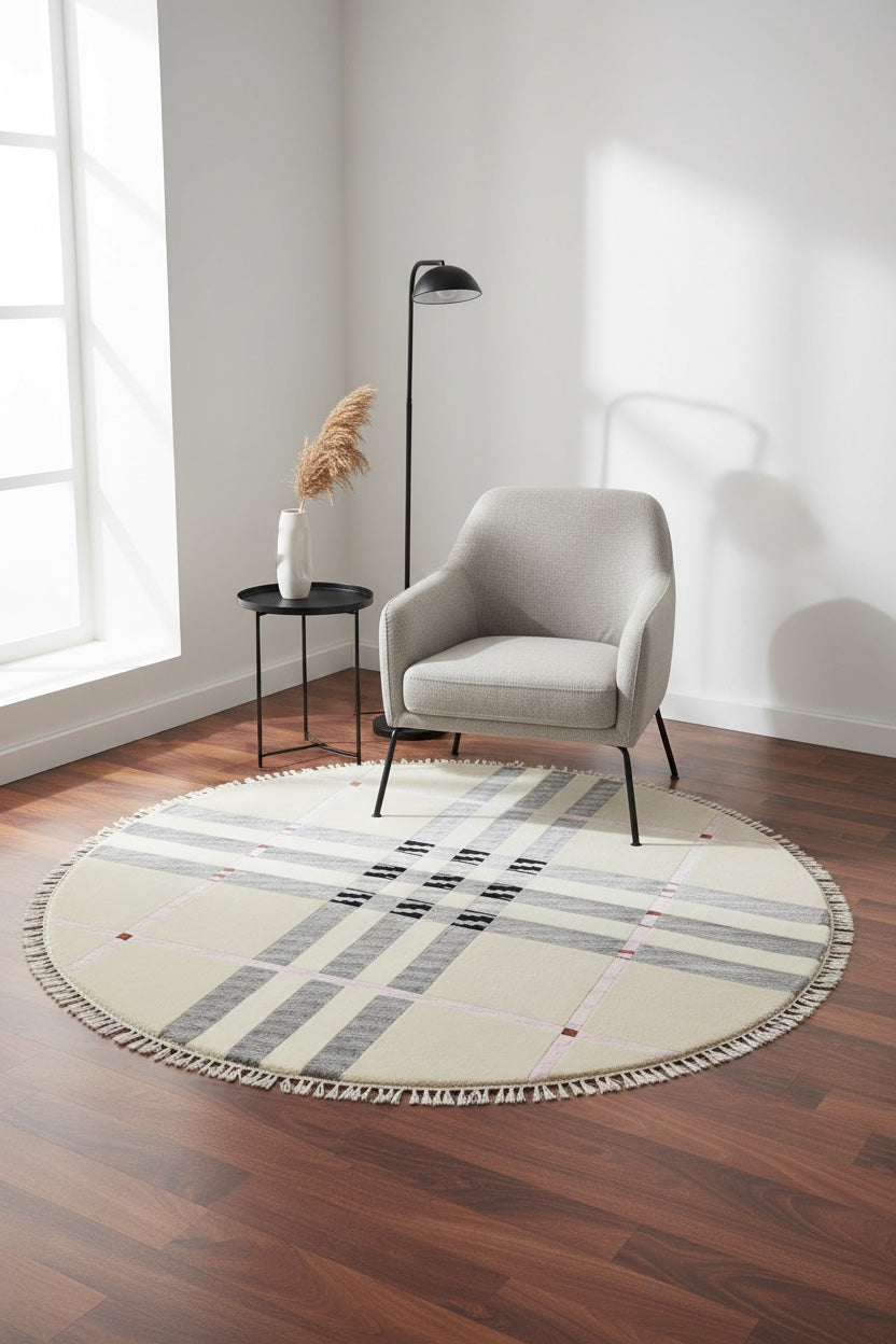 London Series Nepal Handwoven Round Rug by Camel Carpet