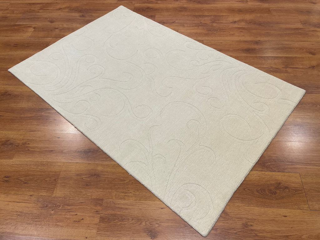 Lori Handwoven Cream Wool Rug by Camel Carpet