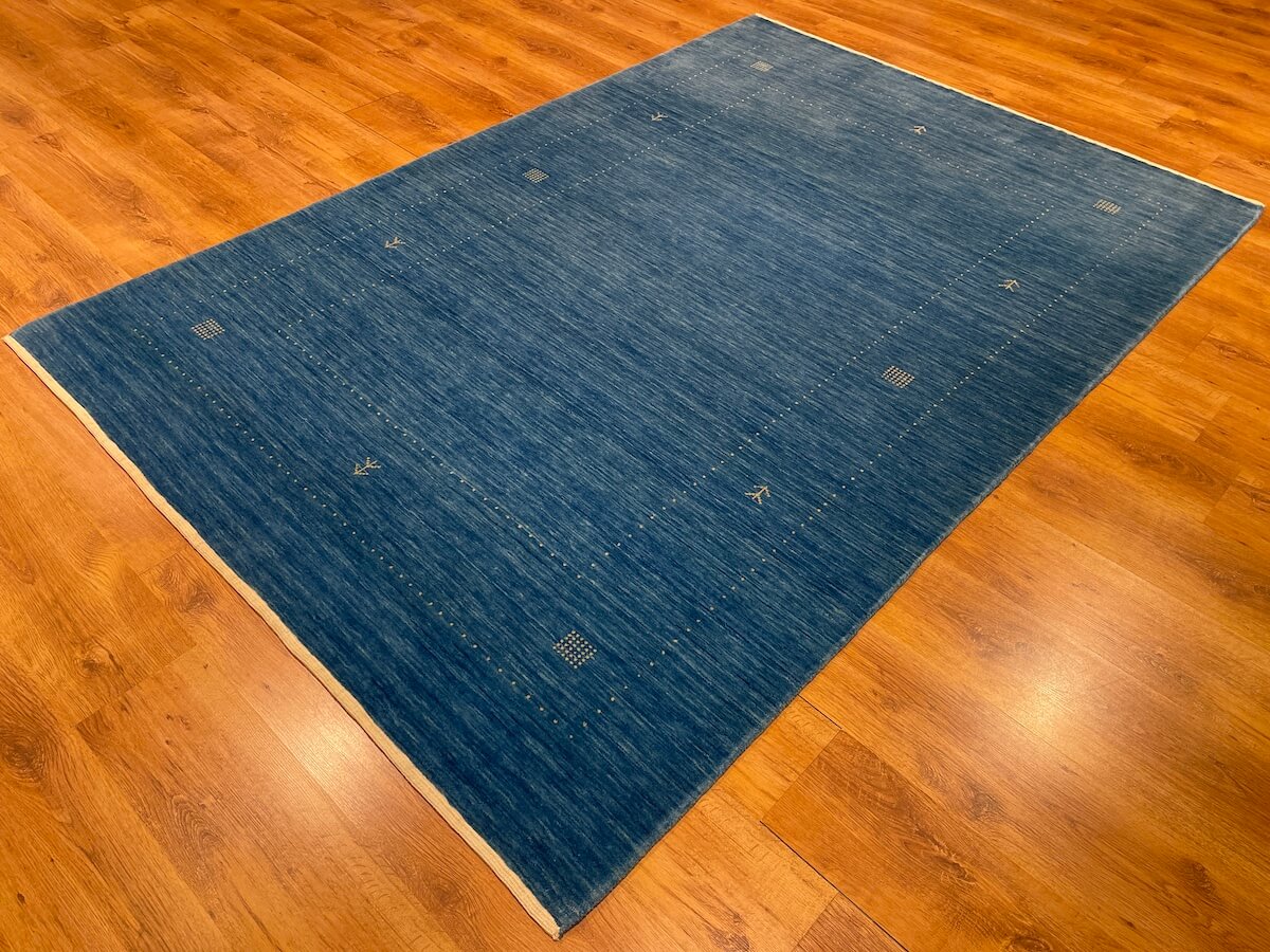 Lori Handwoven Blue Wool Rug – 170X240 by Camel Carpet