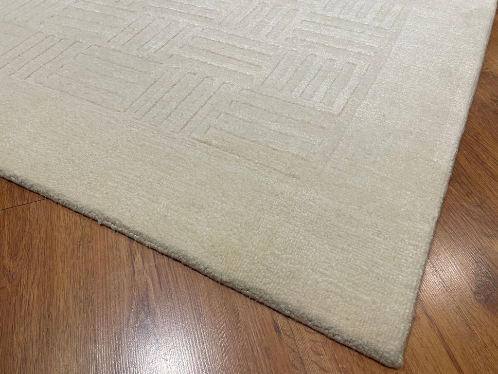 Lori Handwoven Cream Wool Rug by Camel Carpet