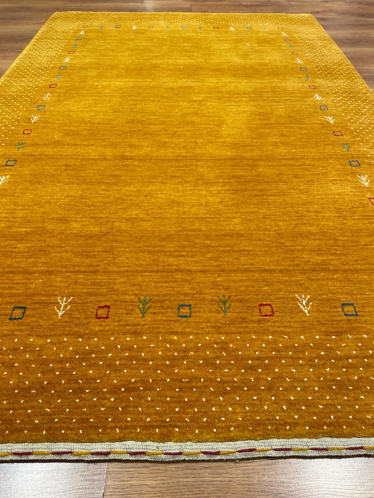 Lori Handwoven Yellow Wool Rug by Camel Carpet