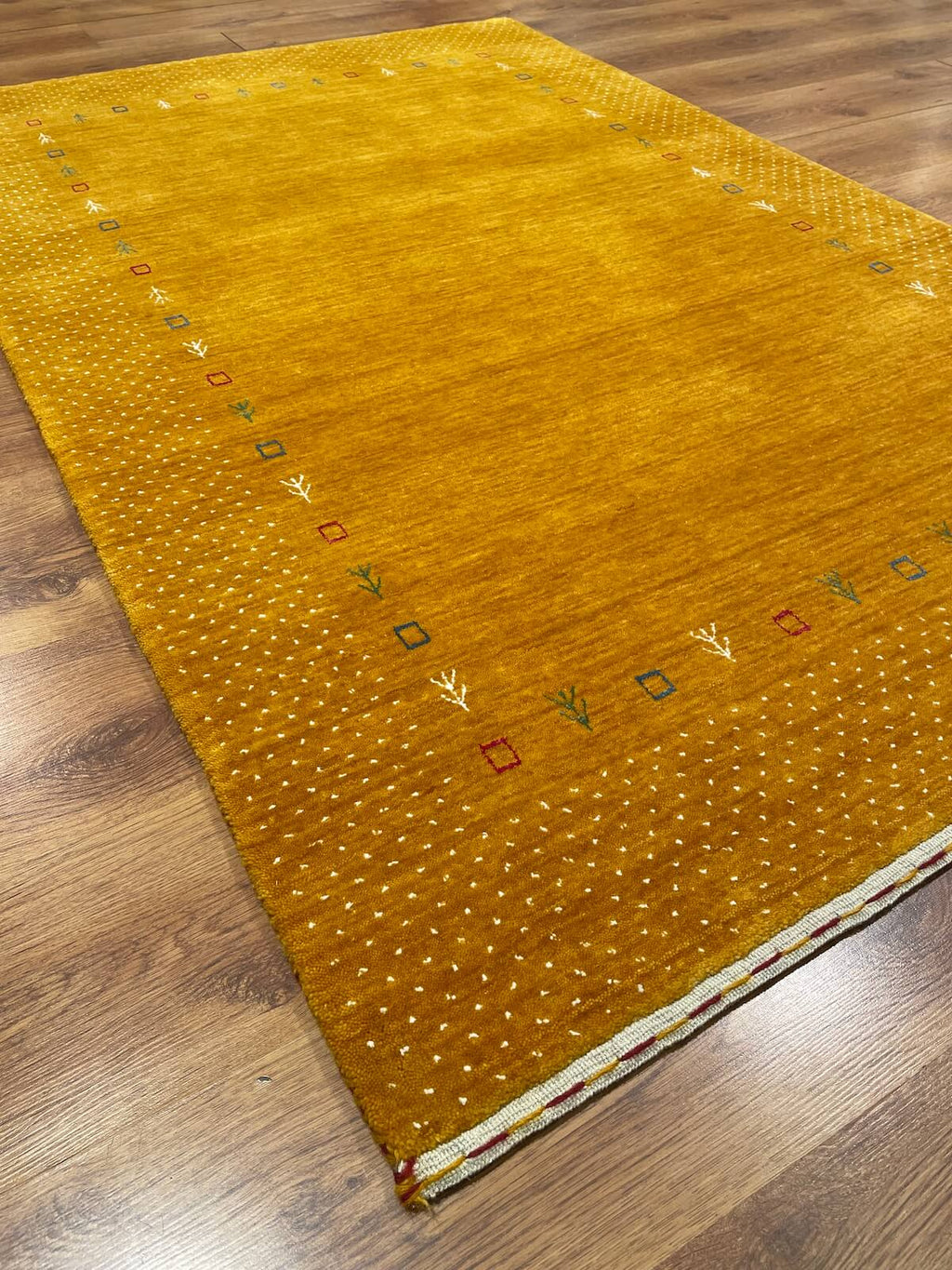 Lori Handwoven Yellow Wool Rug by Camel Carpet