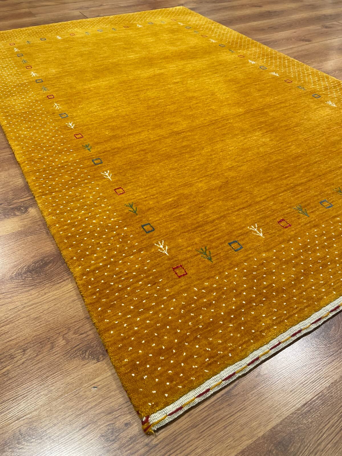 Lori Handwoven Yellow Wool Rug by Camel Carpet