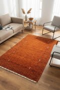 Lori Handwoven Orange Wool Rug by Camel Carpet