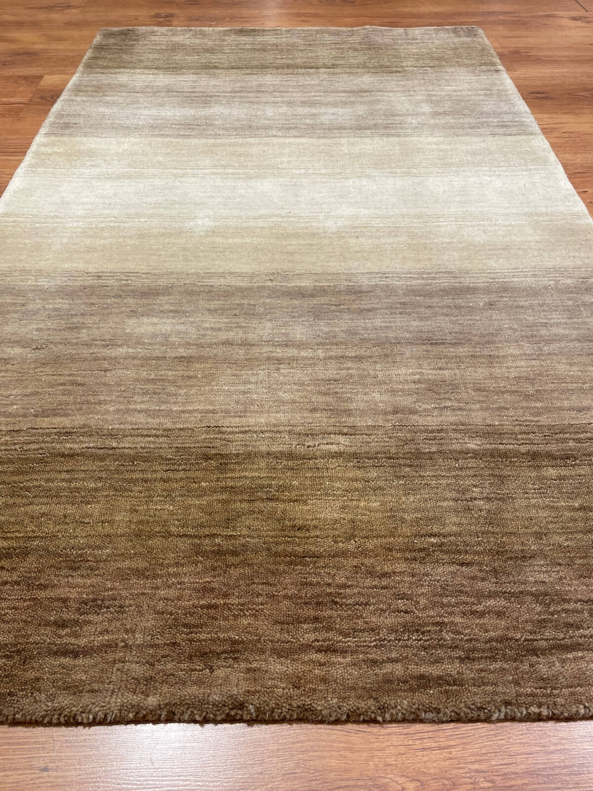 Lori Handwoven Cream Brown Wool Rug – 060573 by Camel Carpet