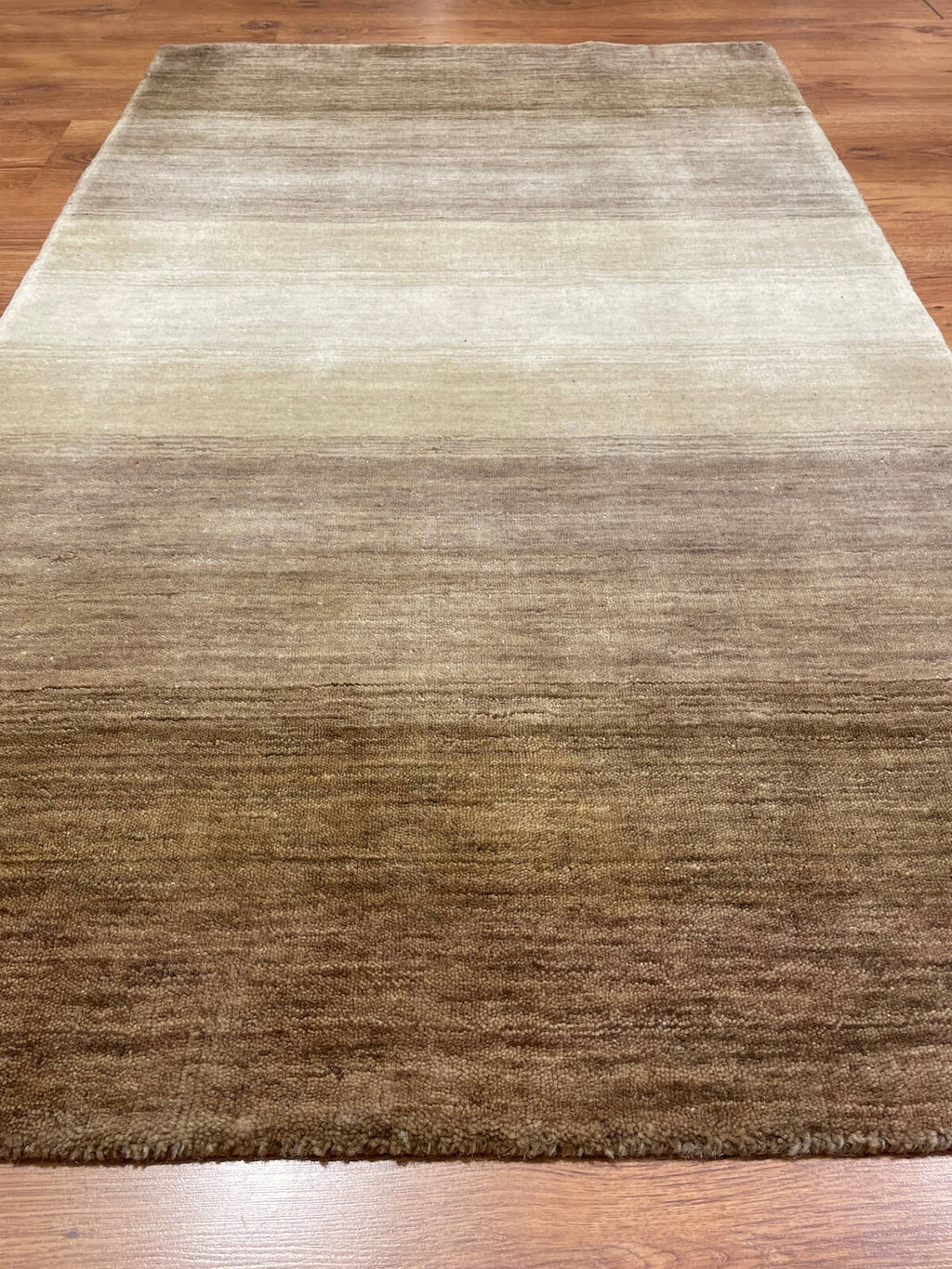 Lori Handwoven Cream Brown Wool Rug – 060573 by Camel Carpet