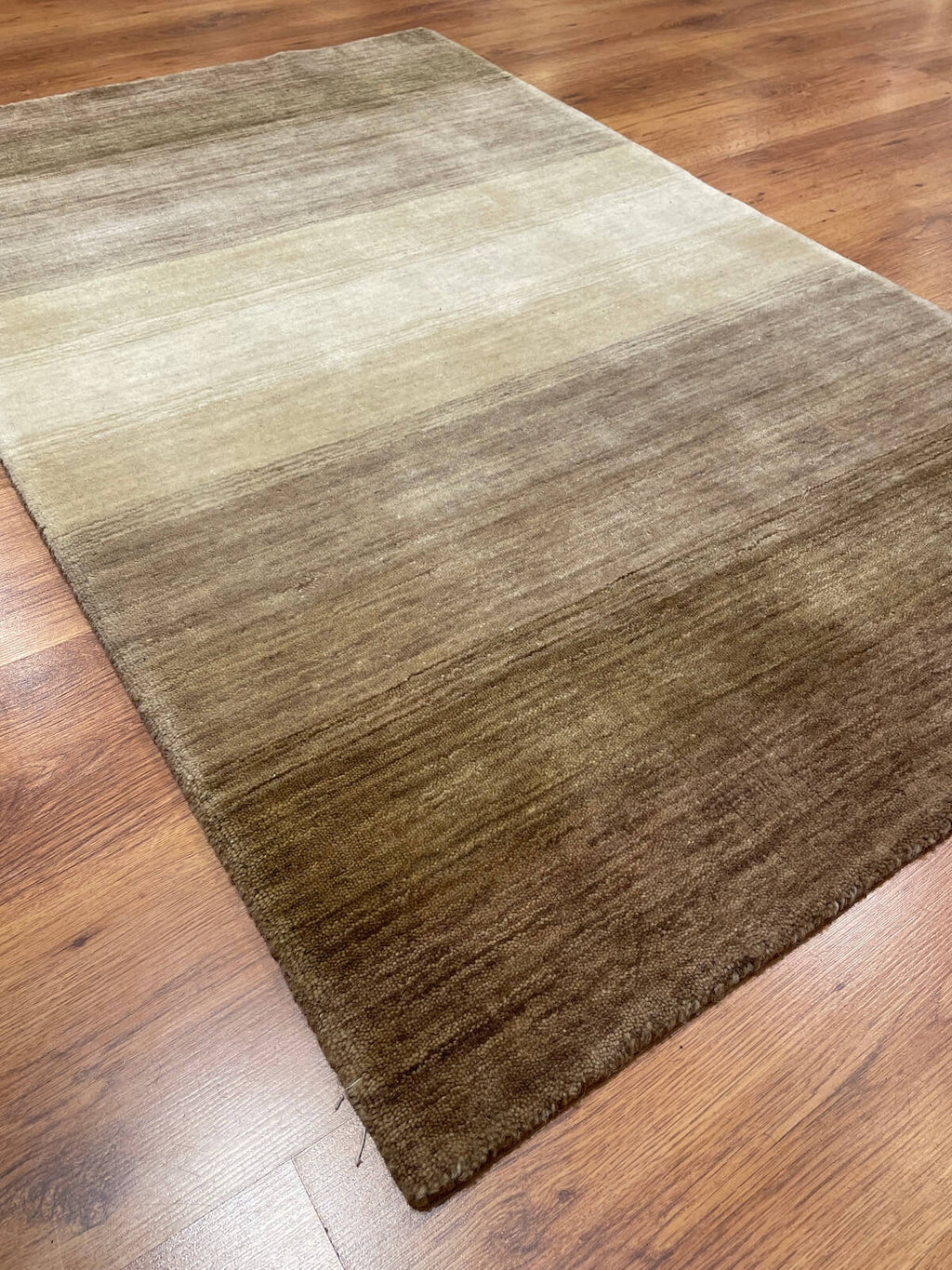 Lori Handwoven Cream Brown Wool Rug – 060573 by Camel Carpet