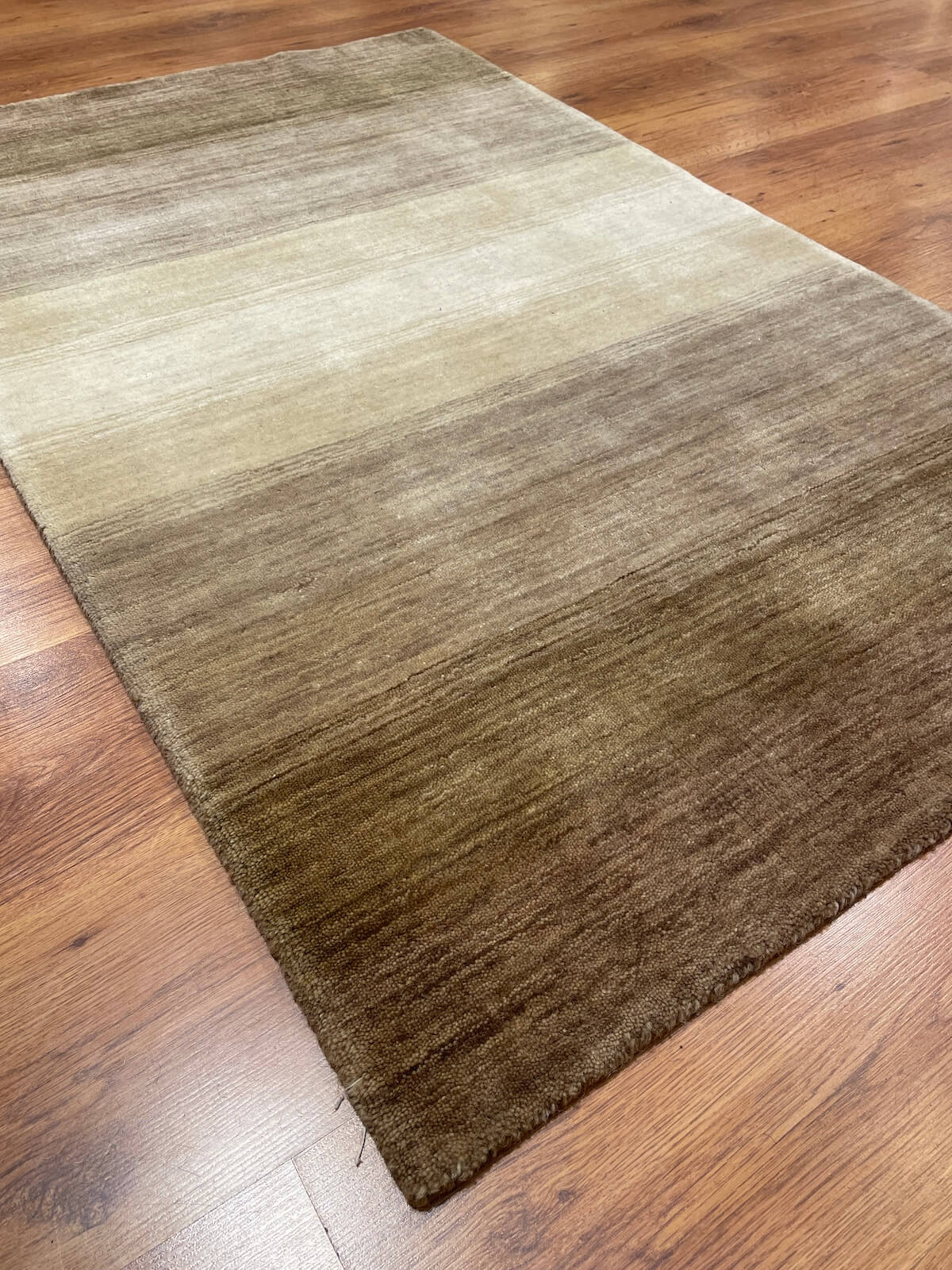 Lori Handwoven Cream Brown Wool Rug – 060573 by Camel Carpet
