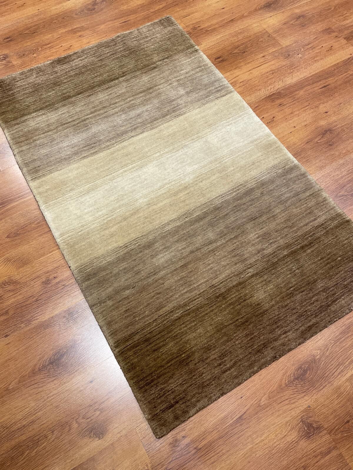 Lori Handwoven Cream Brown Wool Rug – 060573 by Camel Carpet