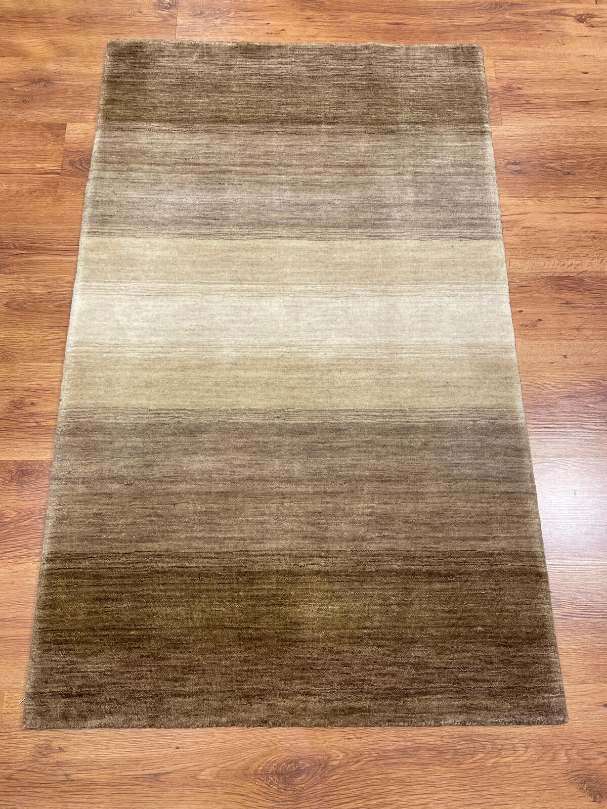 Lori Handwoven Cream Brown Wool Rug – 060573 by Camel Carpet