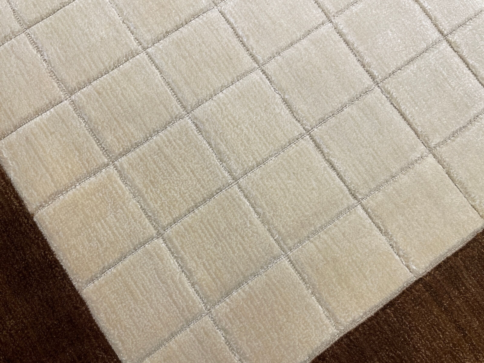 Lori Handwoven Cream Brown Wool Rug by Camel Carpet
