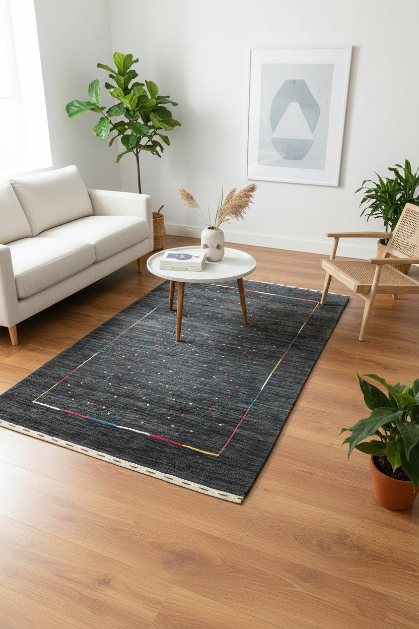 Lori Handwoven Antrasit Wool Rug by Camel Carpet