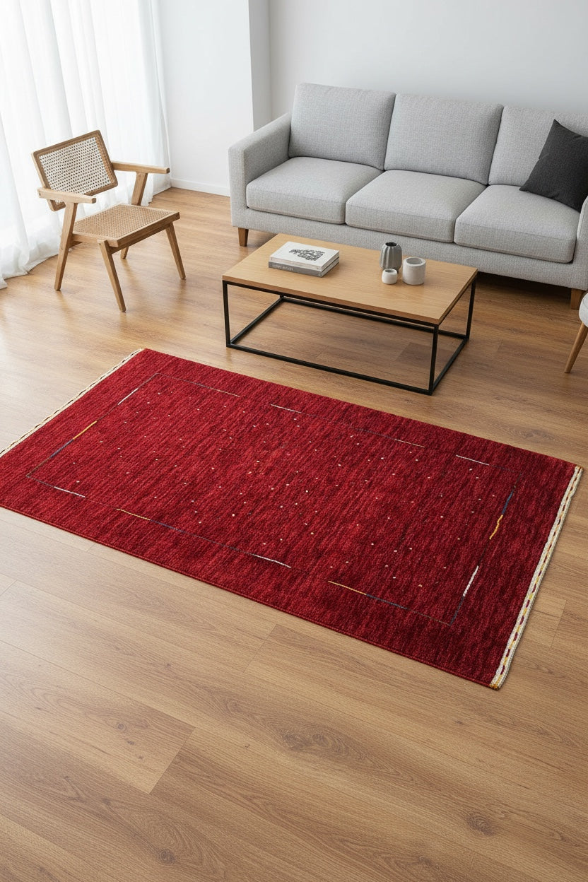 Lori Handwoven Red Wool Rug by Camel Carpet