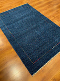 Lori Handwoven Navy Wool Rug by Camel Carpet