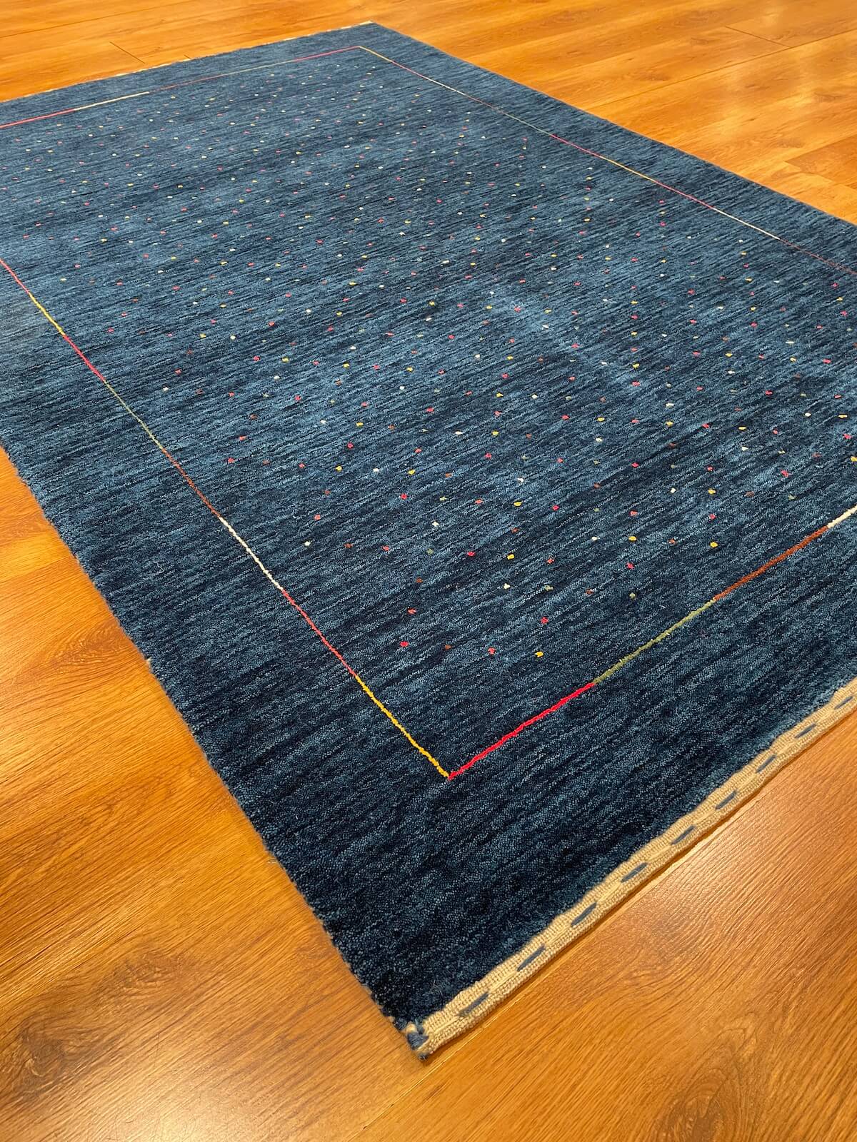 Lori Handwoven Navy Wool Rug by Camel Carpet