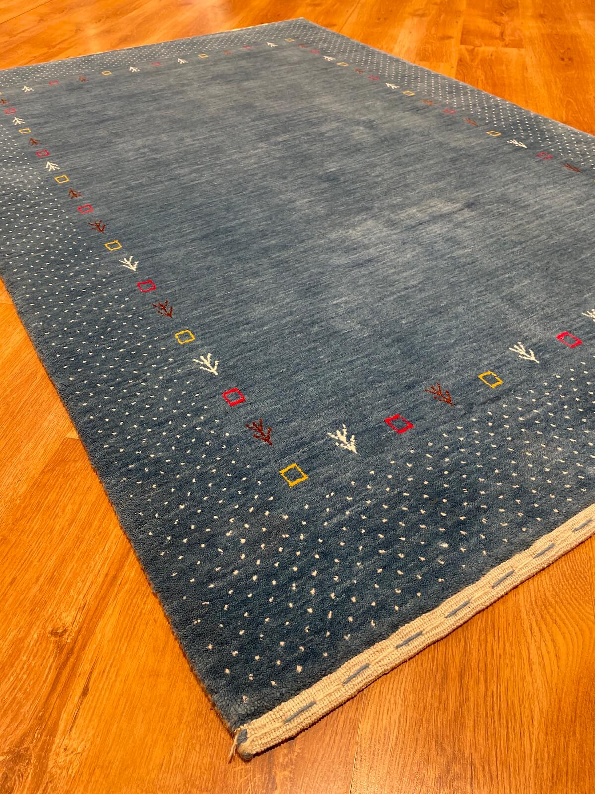 Lori Handwoven Blue Wool Rug – 122X184 by Camel Carpet