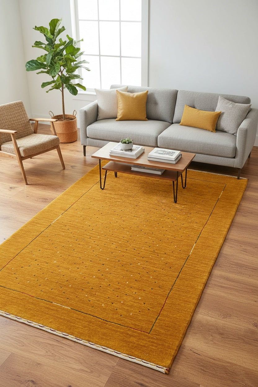 Lori Handwoven Yellow Wool Rug – 92X152 by Camel Carpet