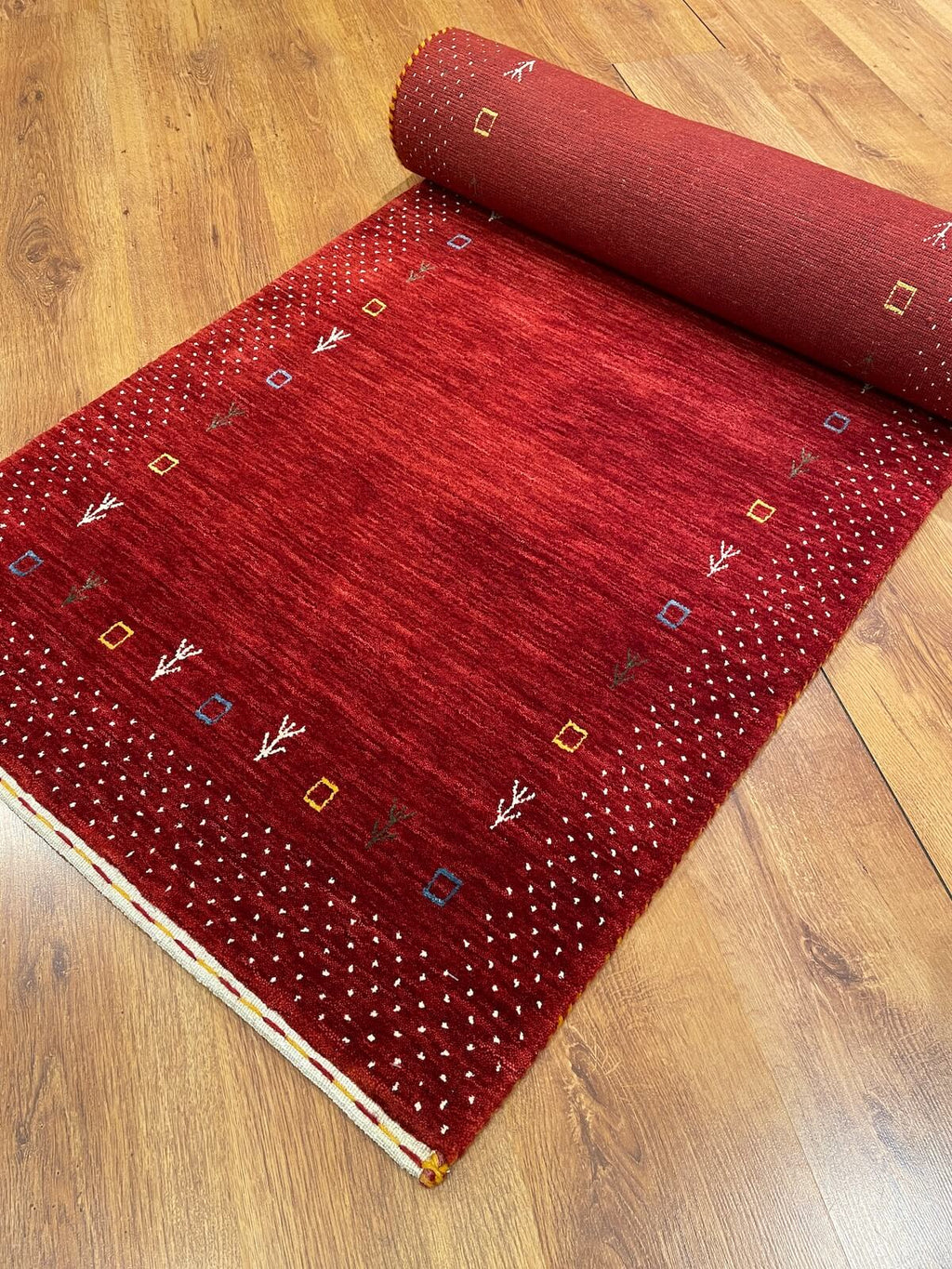 Lori Handwoven Red Wool Runner Rug by Camel Carpet
