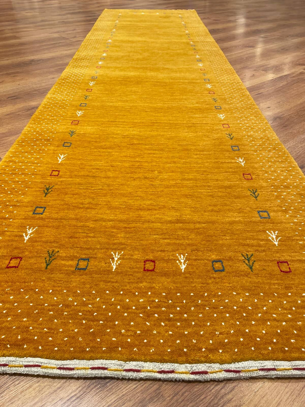 Lori Handwoven Yellow Wool Runner Rug by Camel Carpet