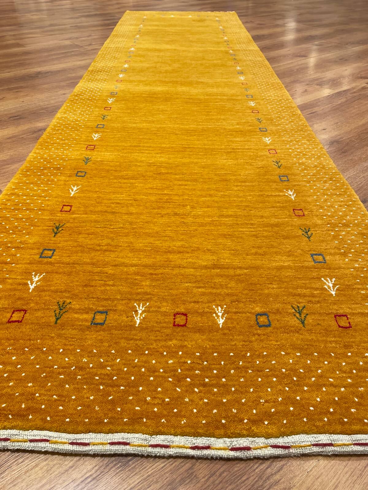 Lori Handwoven Yellow Wool Runner Rug by Camel Carpet