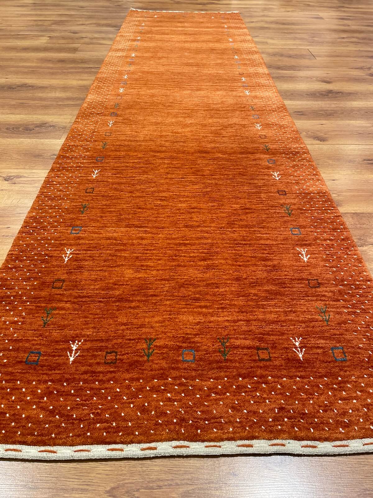 Lori Handwoven Orange Wool Runner Rug by Camel Carpet