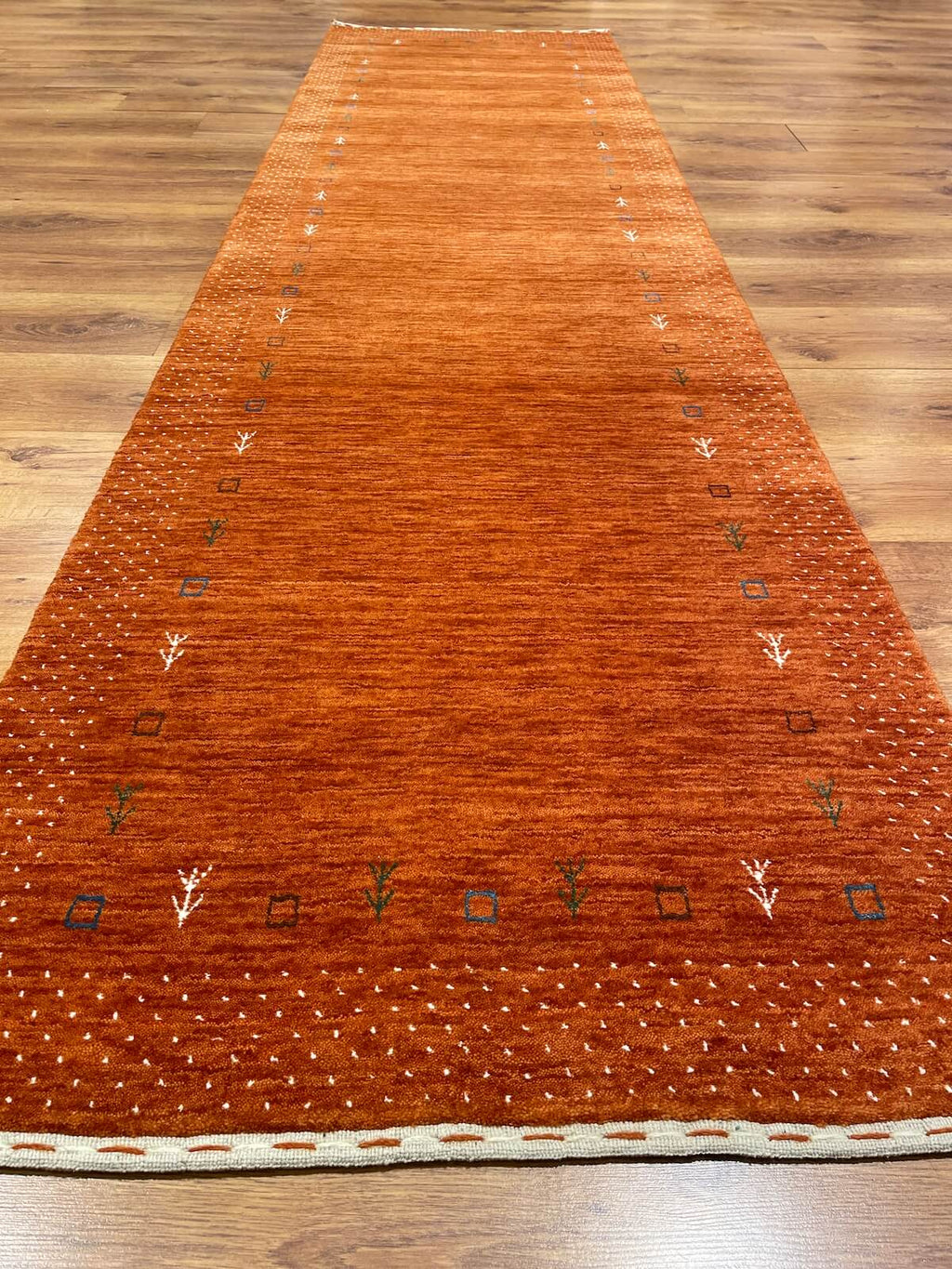 Lori Handwoven Orange Wool Runner Rug by Camel Carpet