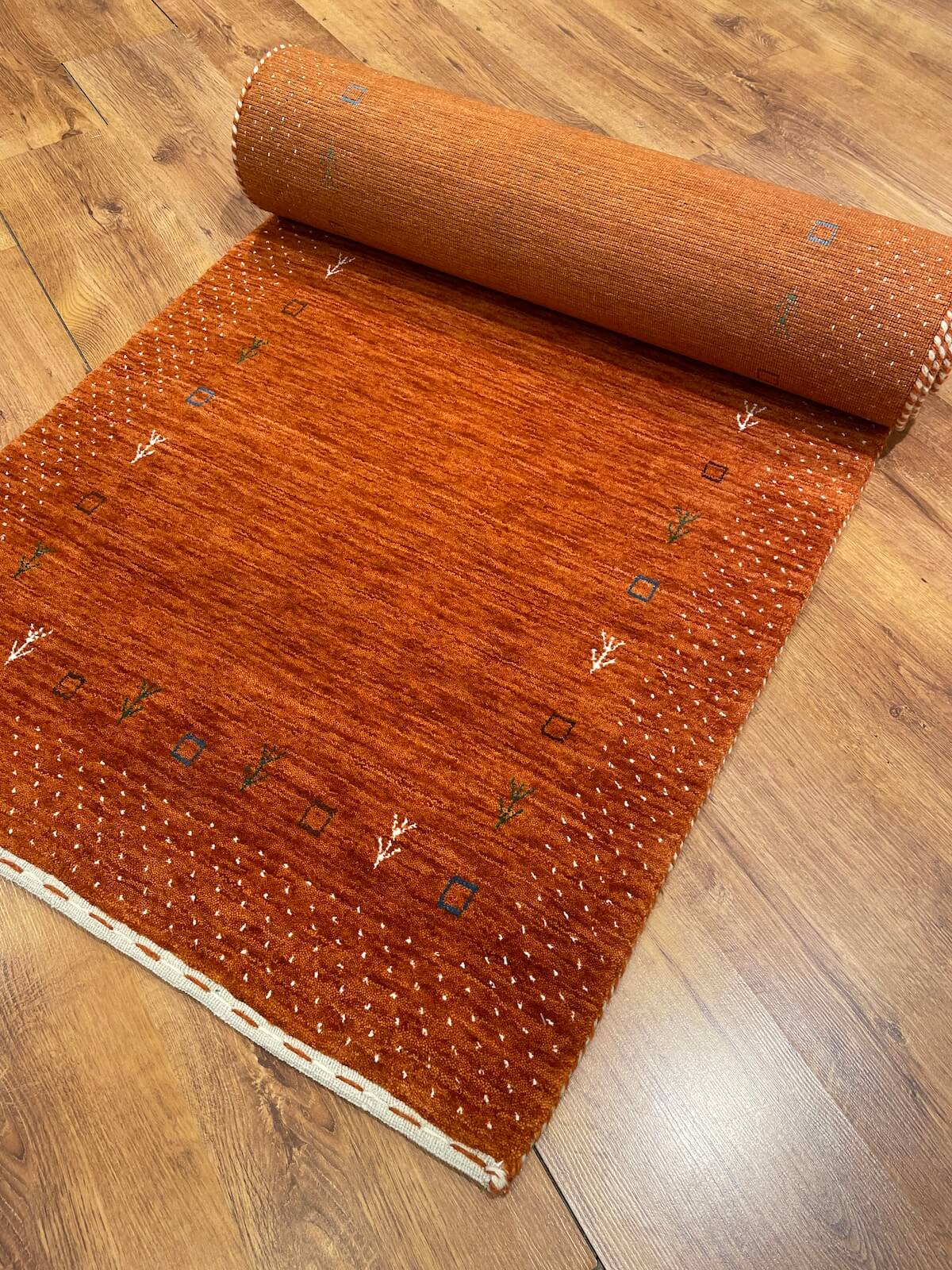 Lori Handwoven Orange Wool Runner Rug by Camel Carpet
