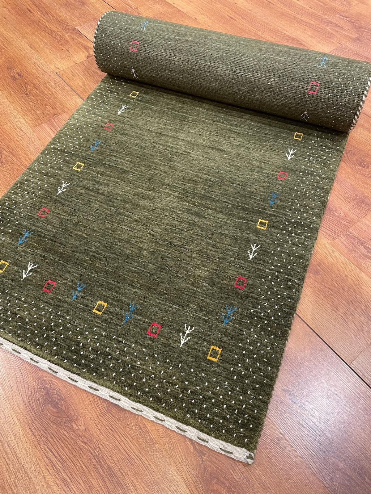 Lori Handwoven Green Wool Runner Rug by Camel Carpet