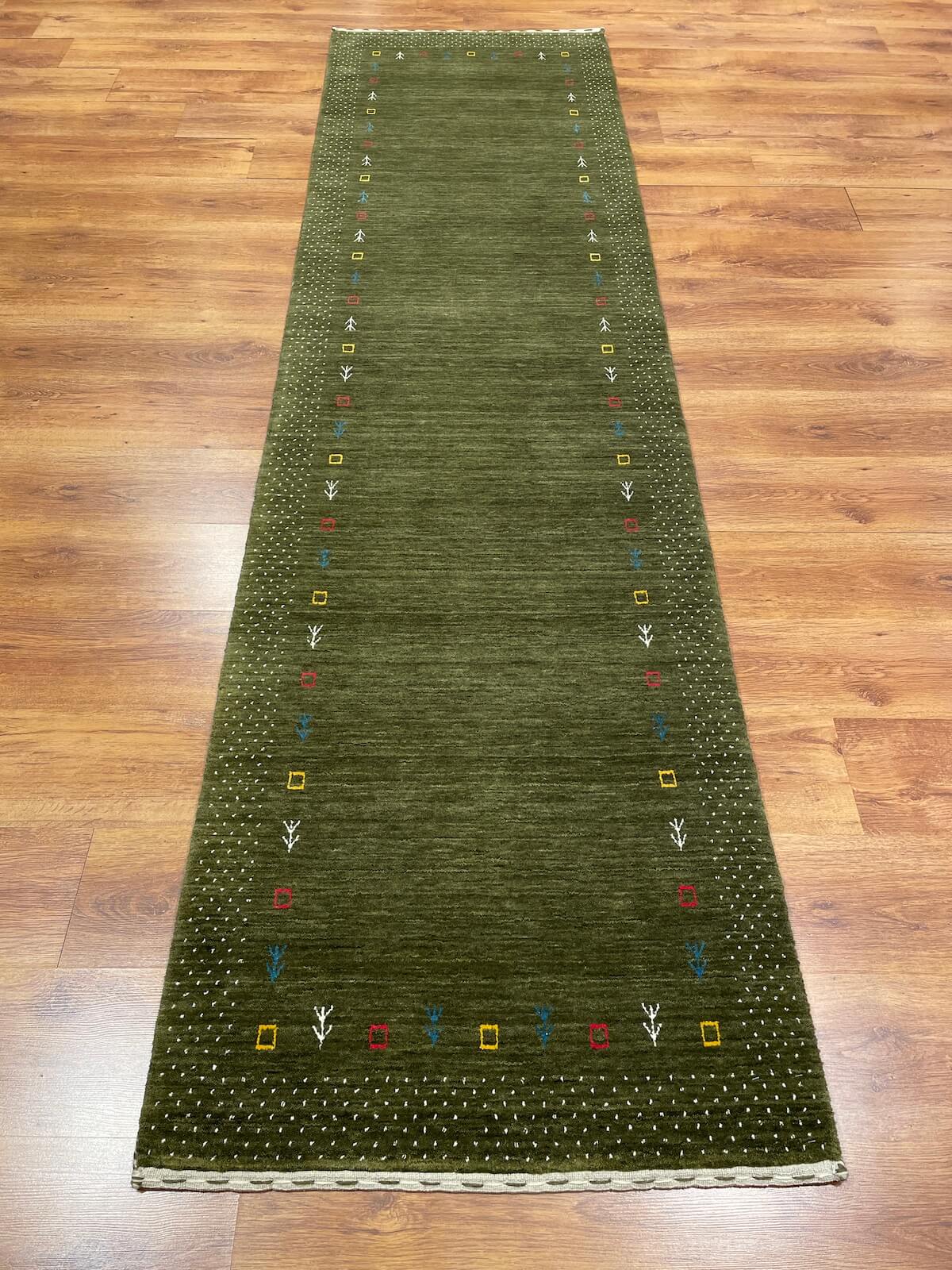 Lori Handwoven Green Wool Runner Rug by Camel Carpet