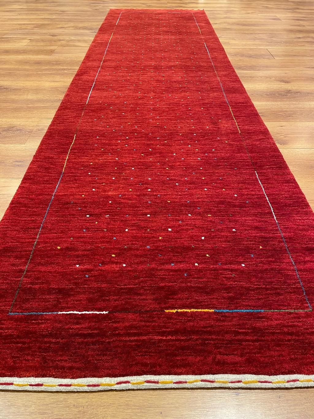 Lori Handwoven Red Wool Runner Rug by Camel Carpet
