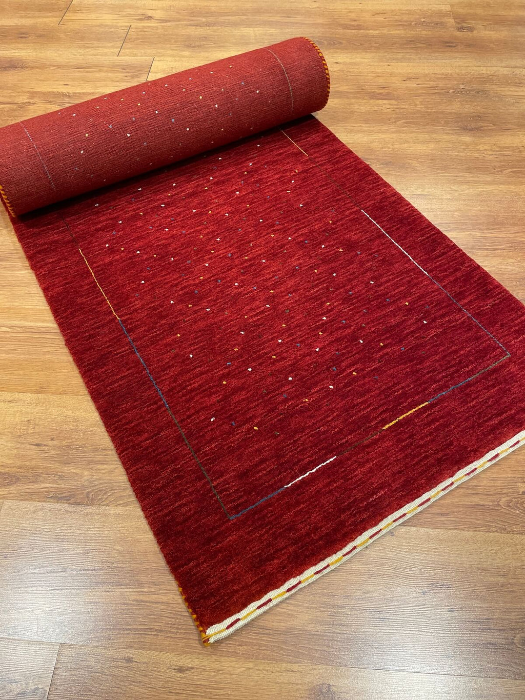 Lori Handwoven Red Wool Runner Rug by Camel Carpet