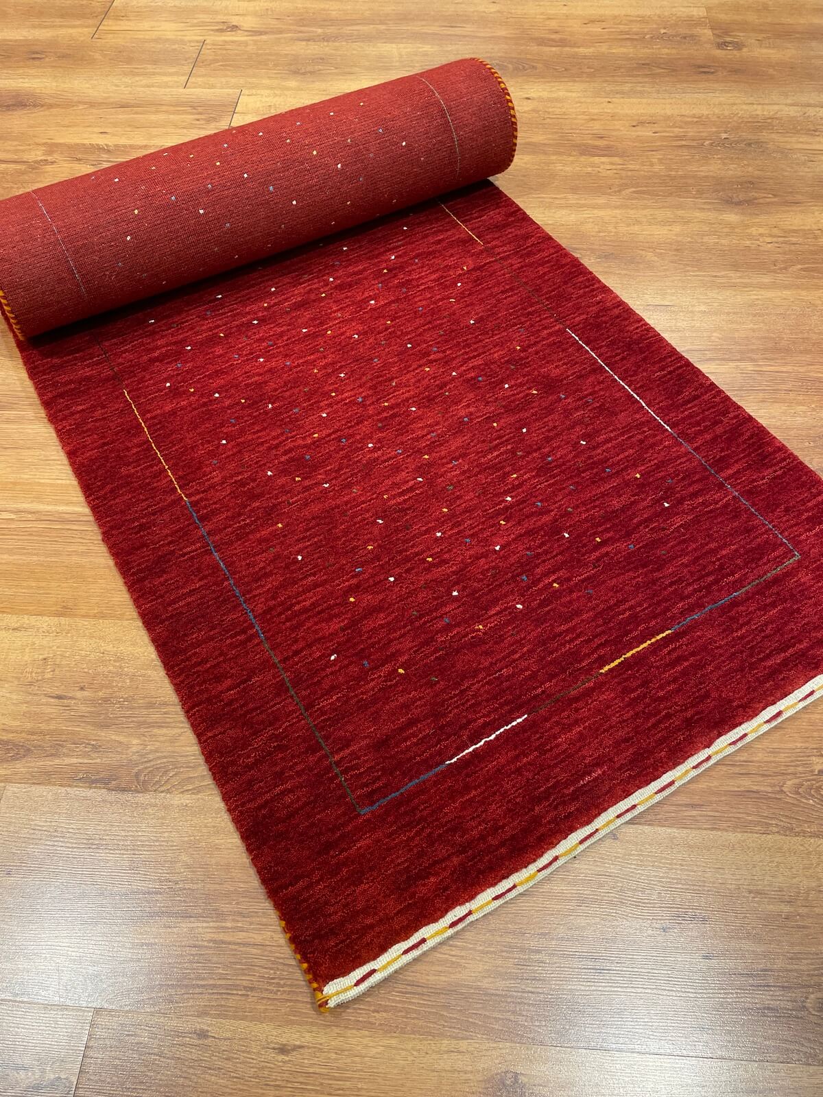 Lori Handwoven Red Wool Runner Rug by Camel Carpet