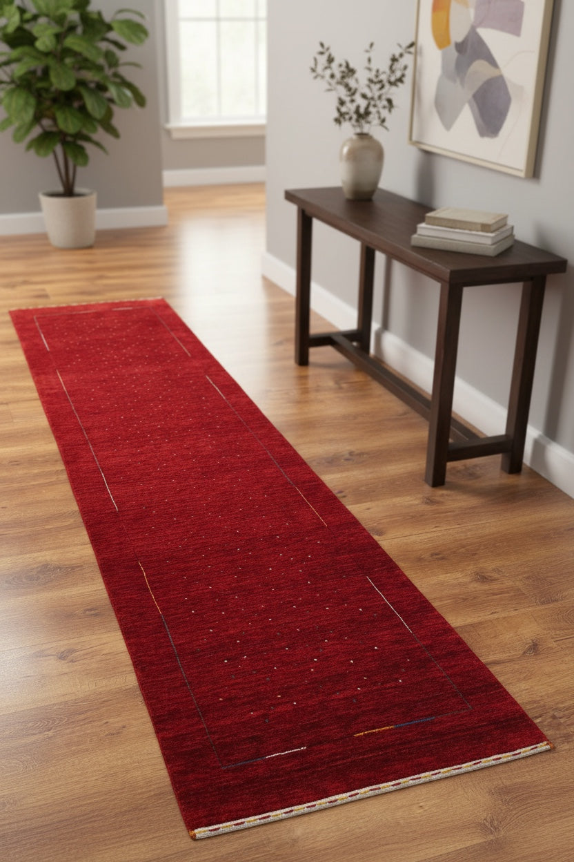 Lori Handwoven Red Wool Runner Rug by Camel Carpet