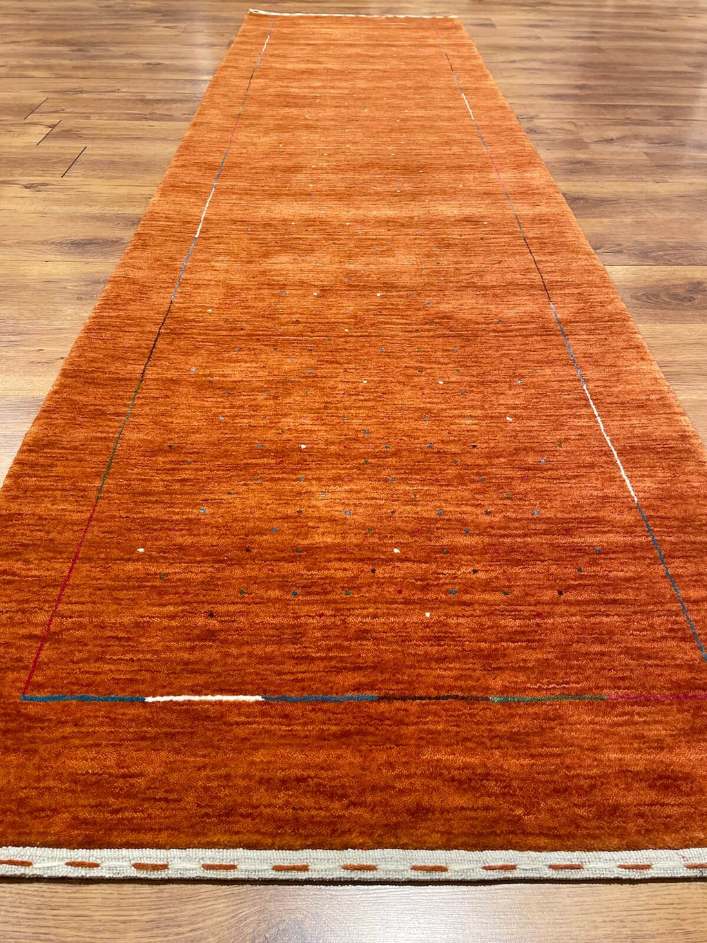 Lori Handwoven Orange Wool Runner Rug by Camel Carpet