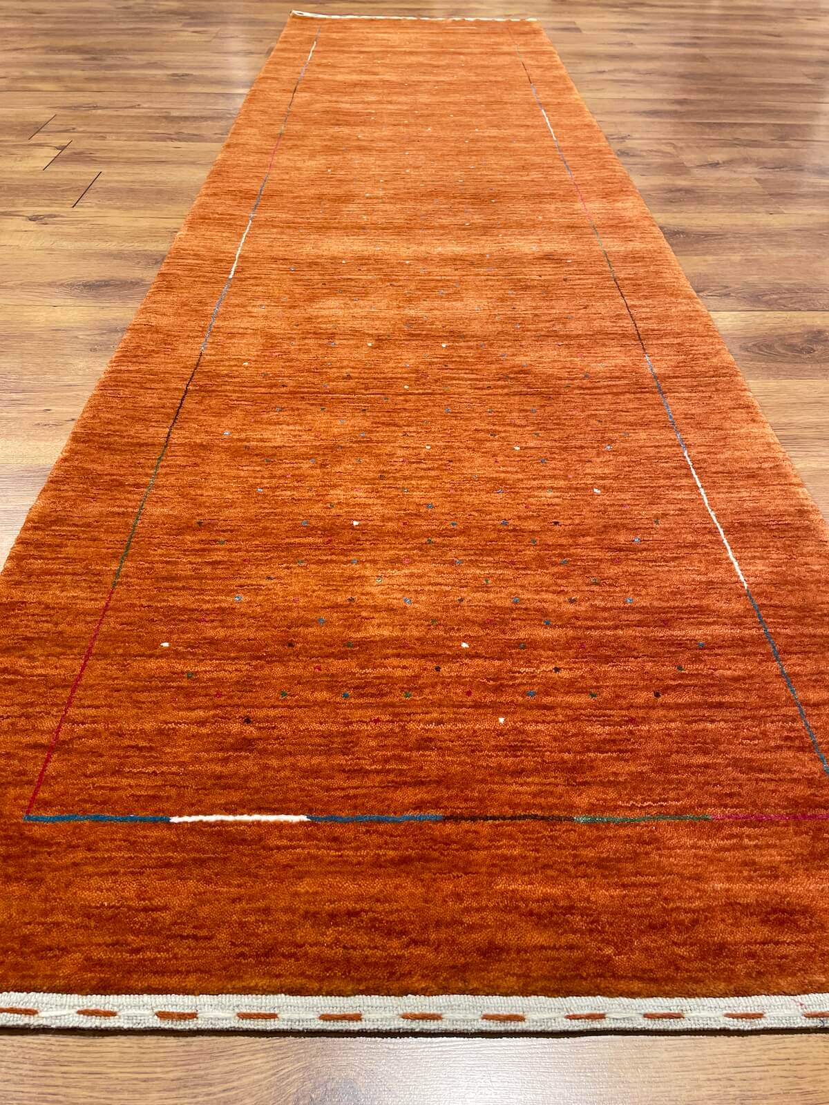Lori Handwoven Orange Wool Runner Rug by Camel Carpet