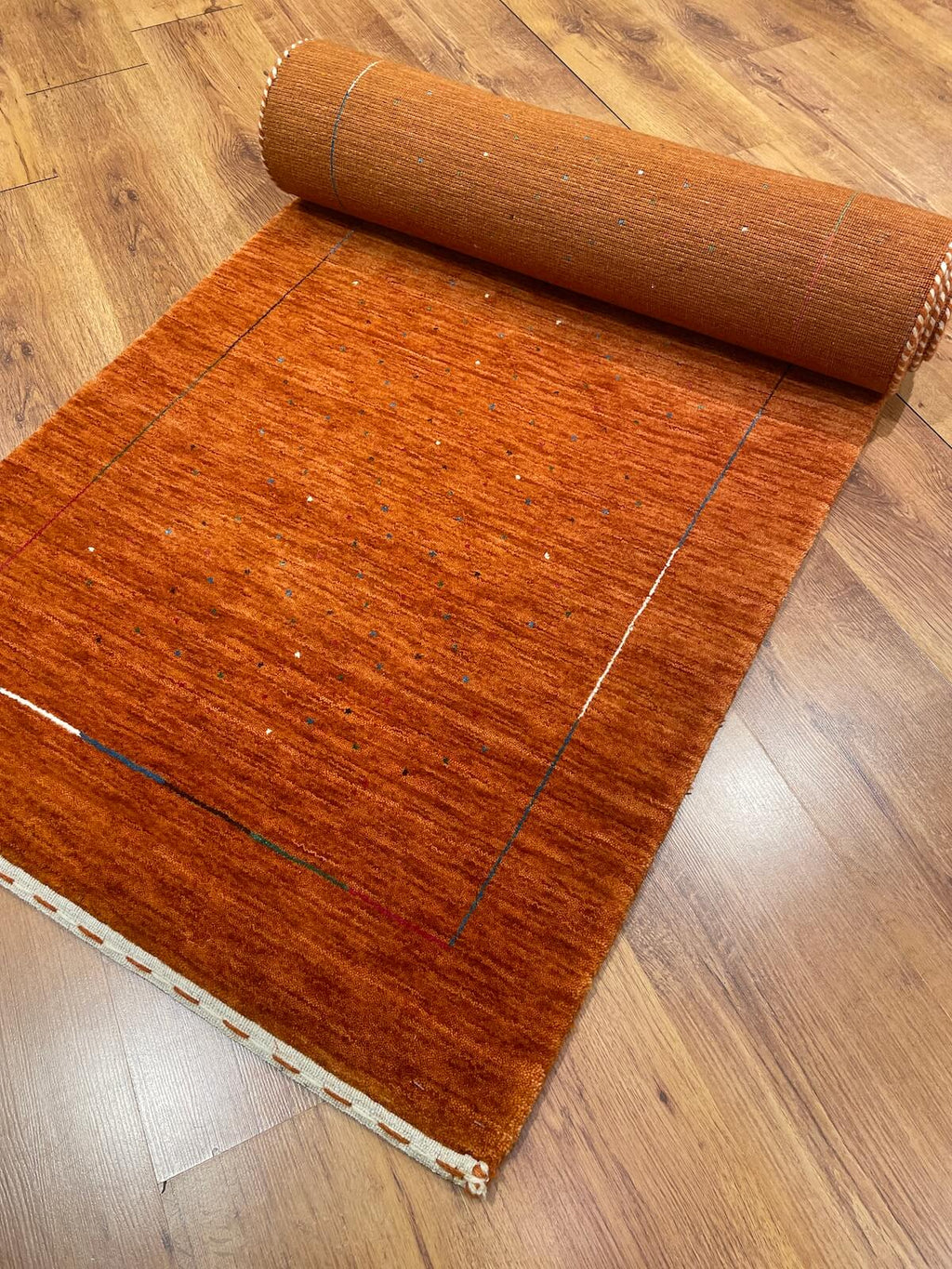Lori Handwoven Orange Wool Runner Rug by Camel Carpet