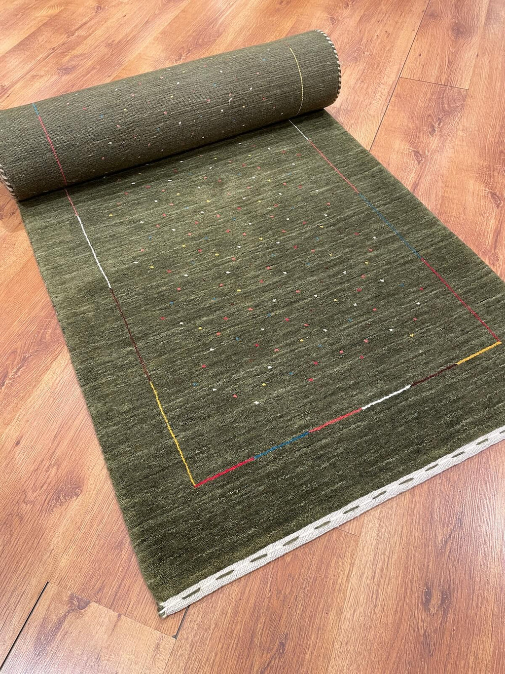 Lori Handwoven Green Wool Runner Rug by Camel Carpet