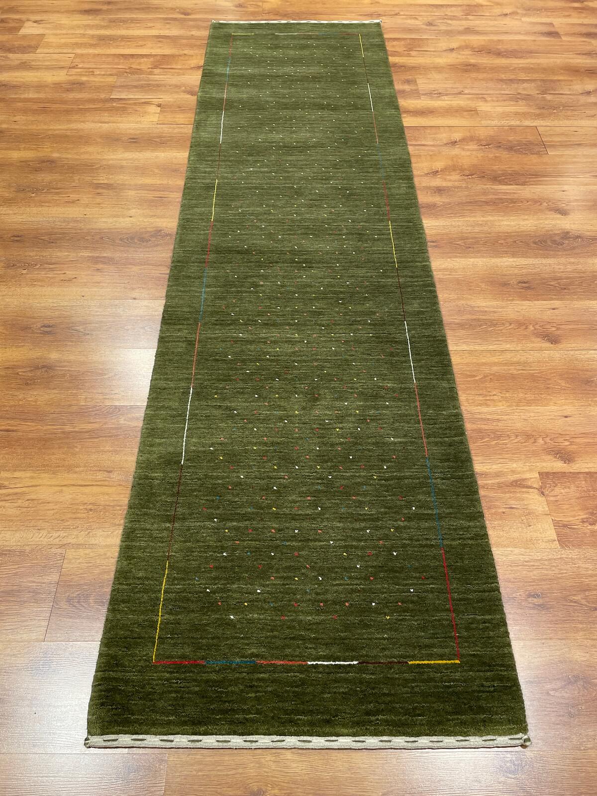 Lori Handwoven Green Wool Runner Rug by Camel Carpet