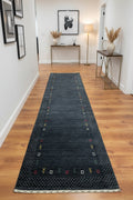 Lori Handwoven Antrasit Wool Runner Rug by Camel Carpet